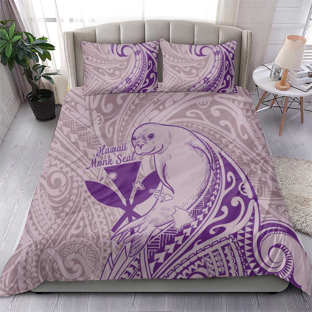 Hawaii Monk Seal and Map Bedding Set Polynesian Kanaka Maoli Violet Vibe