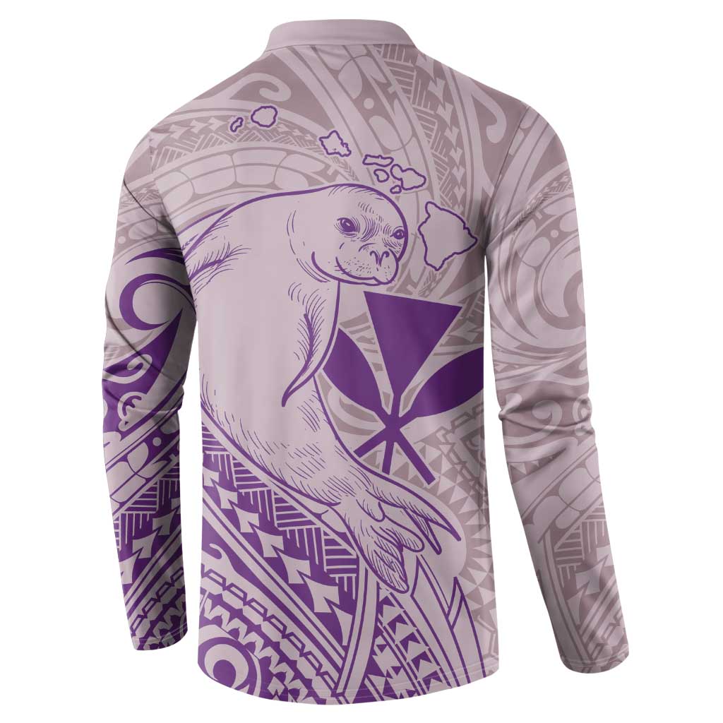 Hawaii Monk Seal and Map Button Sweatshirt Polynesian Kanaka Maoli Violet Vibe