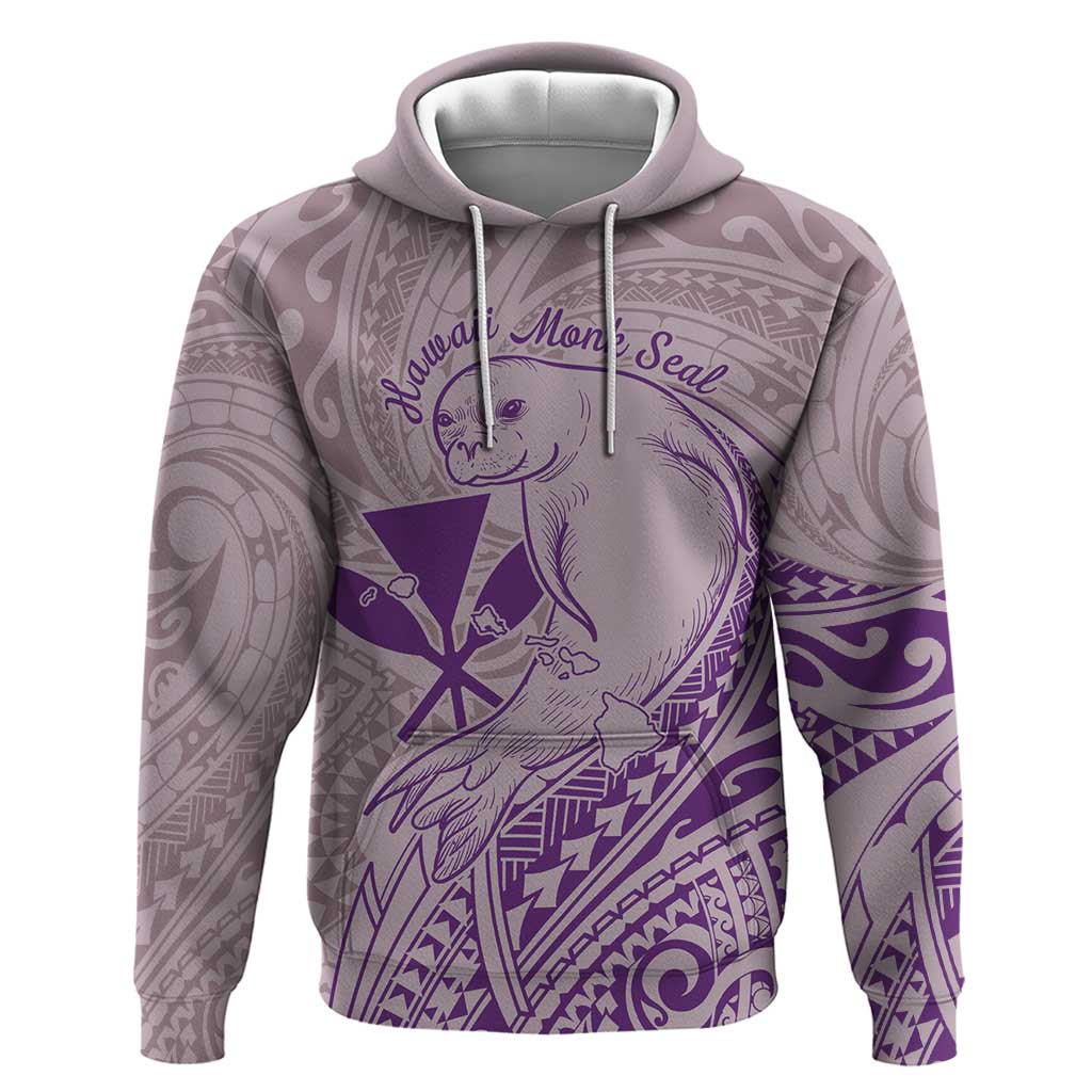 Hawaii Monk Seal and Map Hoodie Polynesian Kanaka Maoli Violet Vibe