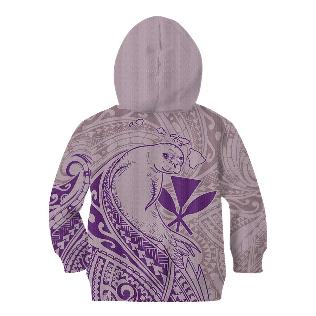 Hawaii Monk Seal and Map Kid Hoodie Polynesian Kanaka Maoli Violet Vibe