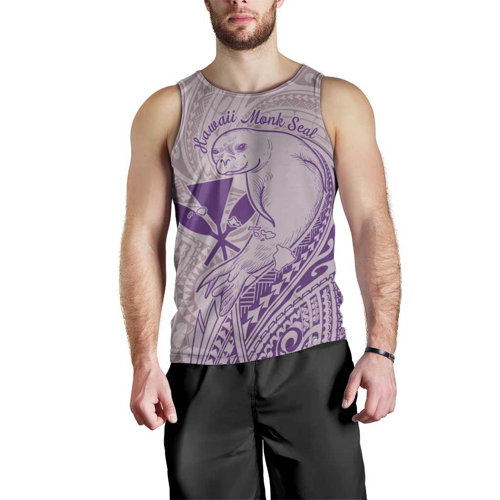 Hawaii Monk Seal and Map Men Tank Top Polynesian Kanaka Maoli Violet Vibe