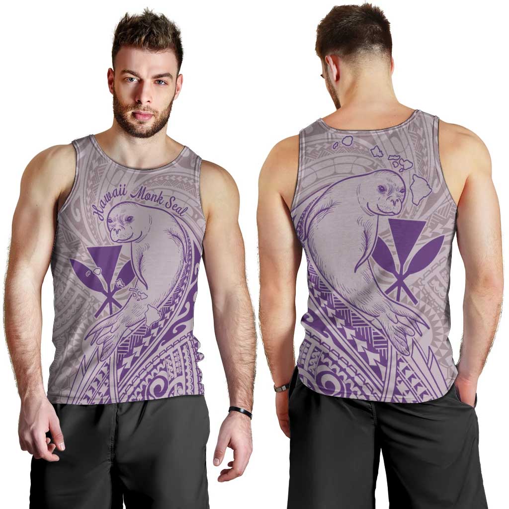 Hawaii Monk Seal and Map Men Tank Top Polynesian Kanaka Maoli Violet Vibe