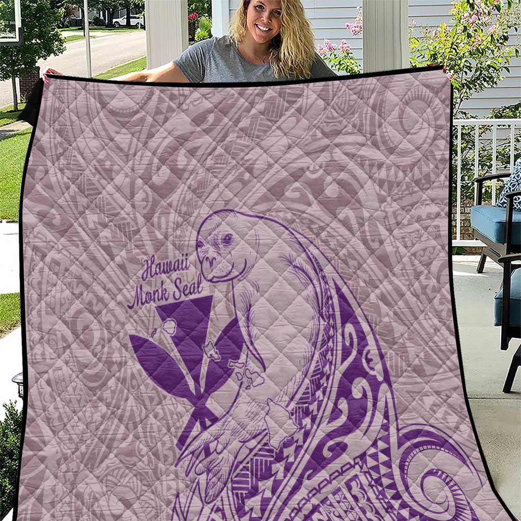 Hawaii Monk Seal and Map Quilt Polynesian Kanaka Maoli Violet Vibe