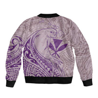 Hawaii Monk Seal and Map Sleeve Zip Bomber Jacket Polynesian Kanaka Maoli Violet Vibe