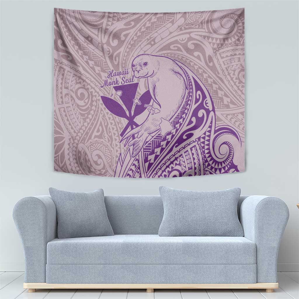 Hawaii Monk Seal and Map Tapestry Polynesian Kanaka Maoli Violet Vibe
