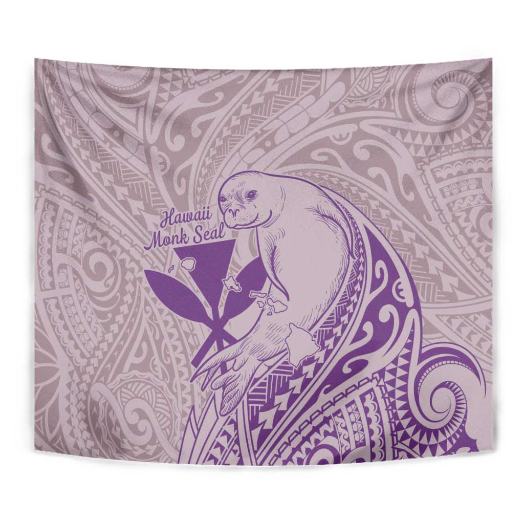 Hawaii Monk Seal and Map Tapestry Polynesian Kanaka Maoli Violet Vibe
