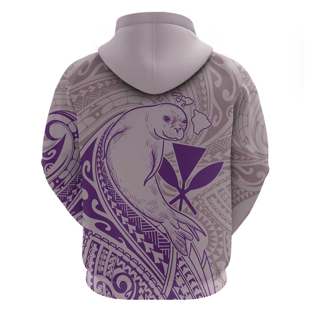 Hawaii Monk Seal and Map Zip Hoodie Polynesian Kanaka Maoli Violet Vibe