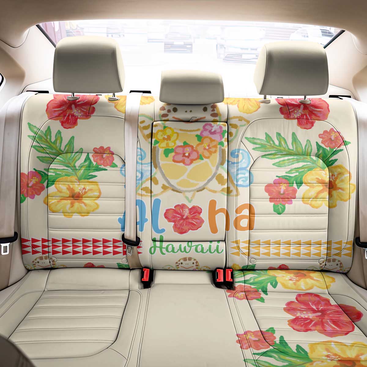 Kawaii Turtle Back Car Seat Cover Aloha Hibiscus Flowers LT9 - Polynesian Pride