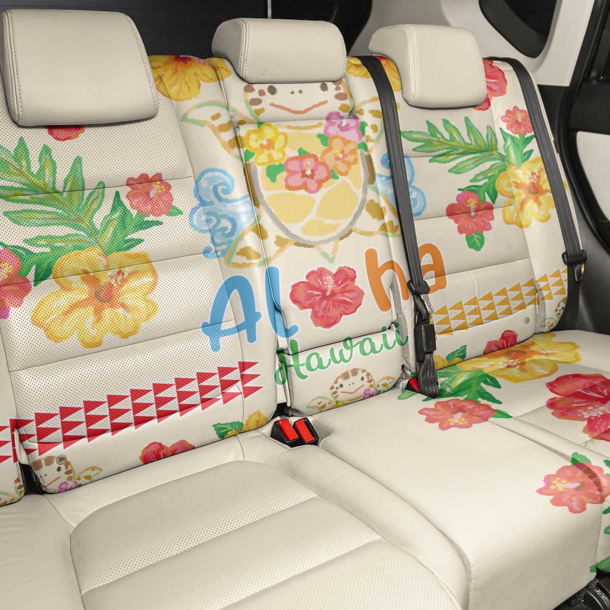 Kawaii Turtle Back Car Seat Cover Aloha Hibiscus Flowers LT9 - Polynesian Pride
