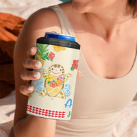 Kawaii Turtle 4 in 1 Can Cooler Tumbler Aloha Hibiscus Flowers