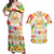 Kawaii Turtle Couples Matching Off Shoulder Maxi Dress and Hawaiian Shirt Aloha Hibiscus Flowers