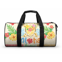 Kawaii Turtle Duffle Bag Aloha Hibiscus Flowers LT9 One size Beige - Polynesian Pride