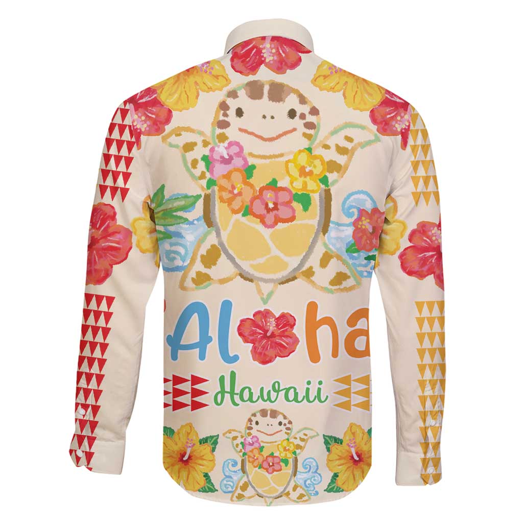 Kawaii Turtle Family Matching Long Sleeve Bodycon Dress and Hawaiian Shirt Aloha Hibiscus Flowers LT9 - Polynesian Pride