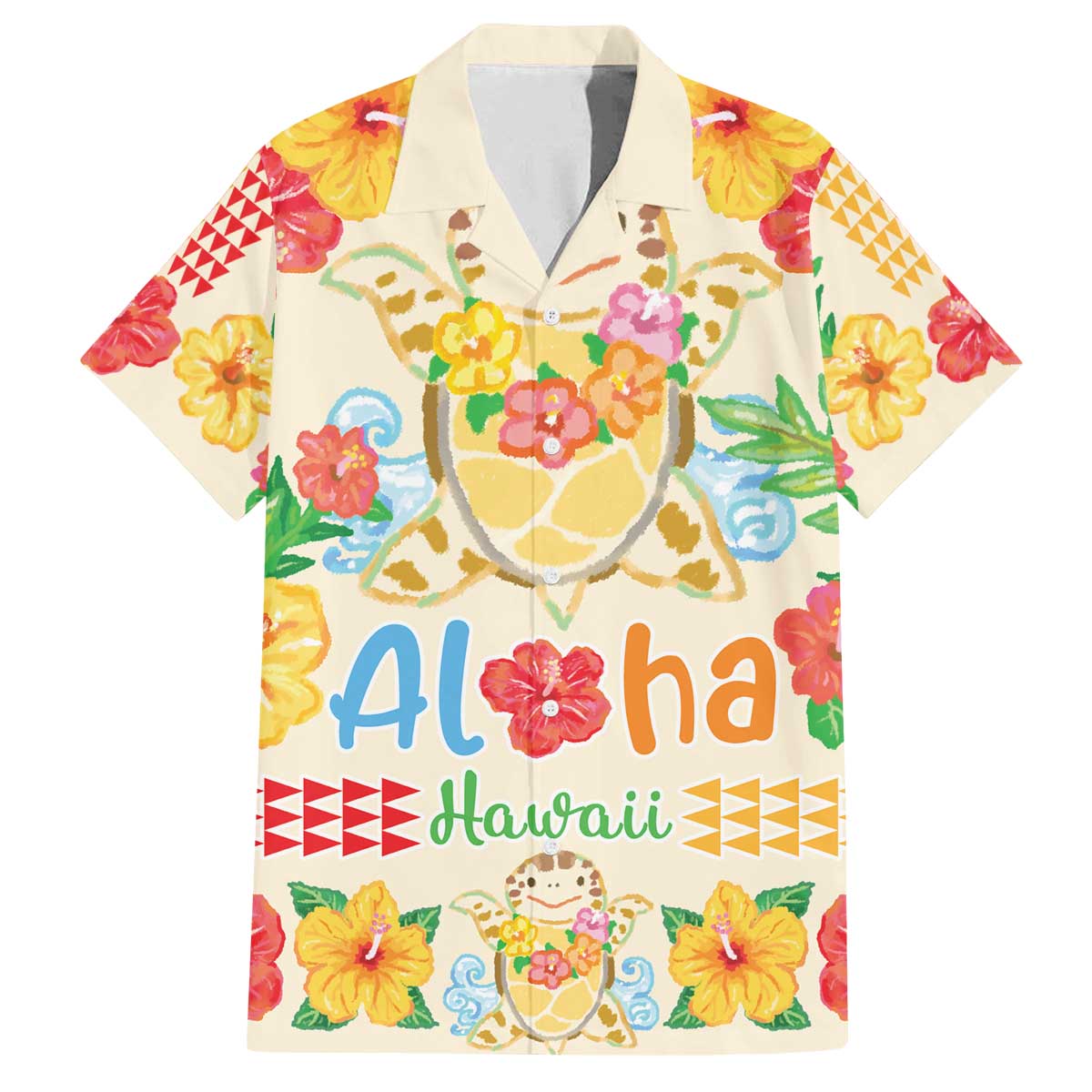 Kawaii Turtle Family Matching Off The Shoulder Long Sleeve Dress and Hawaiian Shirt Aloha Hibiscus Flowers