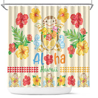 Kawaii Turtle Shower Curtain Aloha Hibiscus Flowers