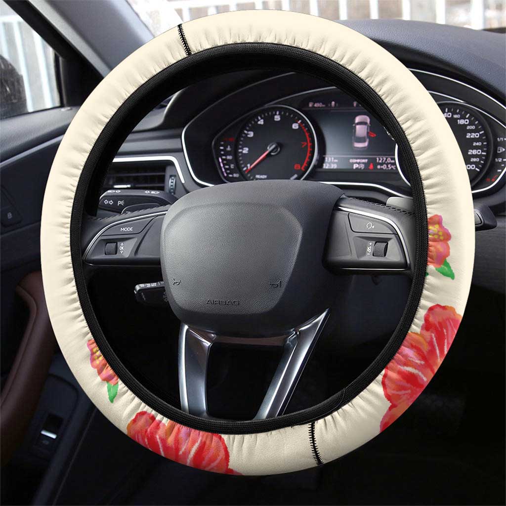 Kawaii Turtle Steering Wheel Cover Aloha Hibiscus Flowers