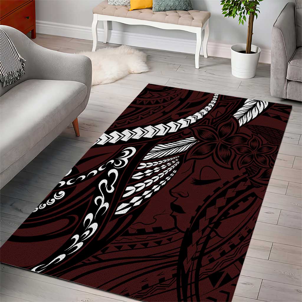 Polynesian Girl Tribal Tattoo Area Rug Oxbood Vibe LT9 - Polynesian Pride