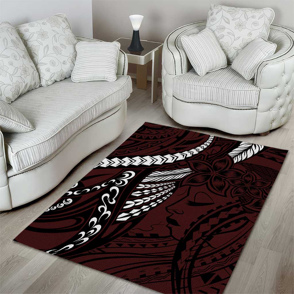 Polynesian Girl Tribal Tattoo Area Rug Oxbood Vibe LT9 - Polynesian Pride