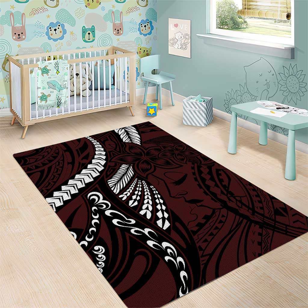Polynesian Girl Tribal Tattoo Area Rug Oxbood Vibe LT9 - Polynesian Pride