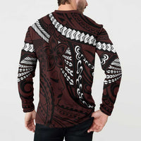 Polynesian Girl Tribal Tattoo Button Sweatshirt Oxbood Vibe