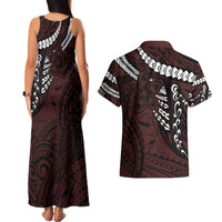 Polynesian Girl Tribal Tattoo Couples Matching Tank Maxi Dress and Hawaiian Shirt Oxbood Vibe