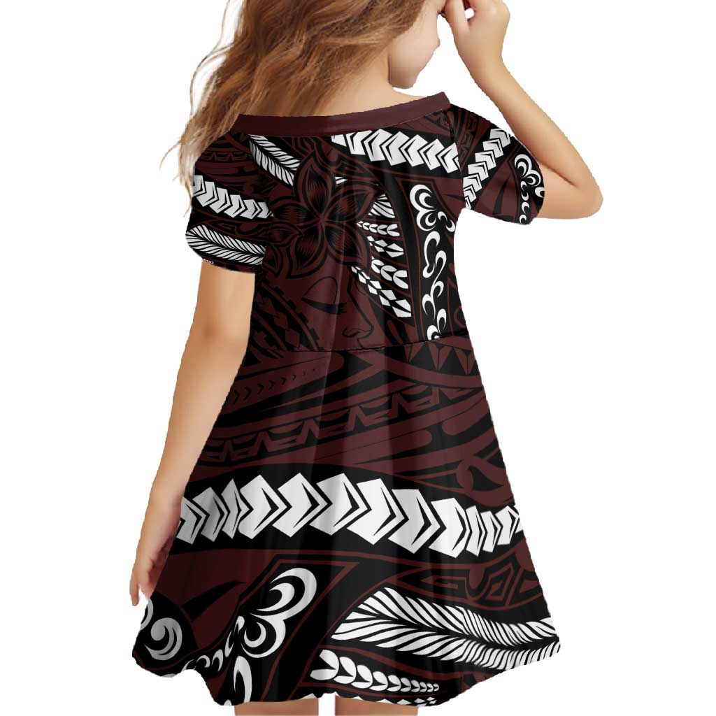 Polynesian Girl Tribal Tattoo Family Matching Long Sleeve Bodycon Dress and Hawaiian Shirt Oxbood Vibe LT9 - Polynesian Pride