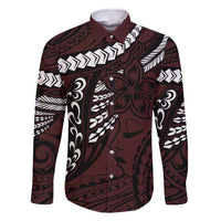 Polynesian Girl Tribal Tattoo Family Matching Mermaid Dress and Hawaiian Shirt Oxbood Vibe LT9 Dad's Shirt - Long Sleeve Oxblood - Polynesian Pride