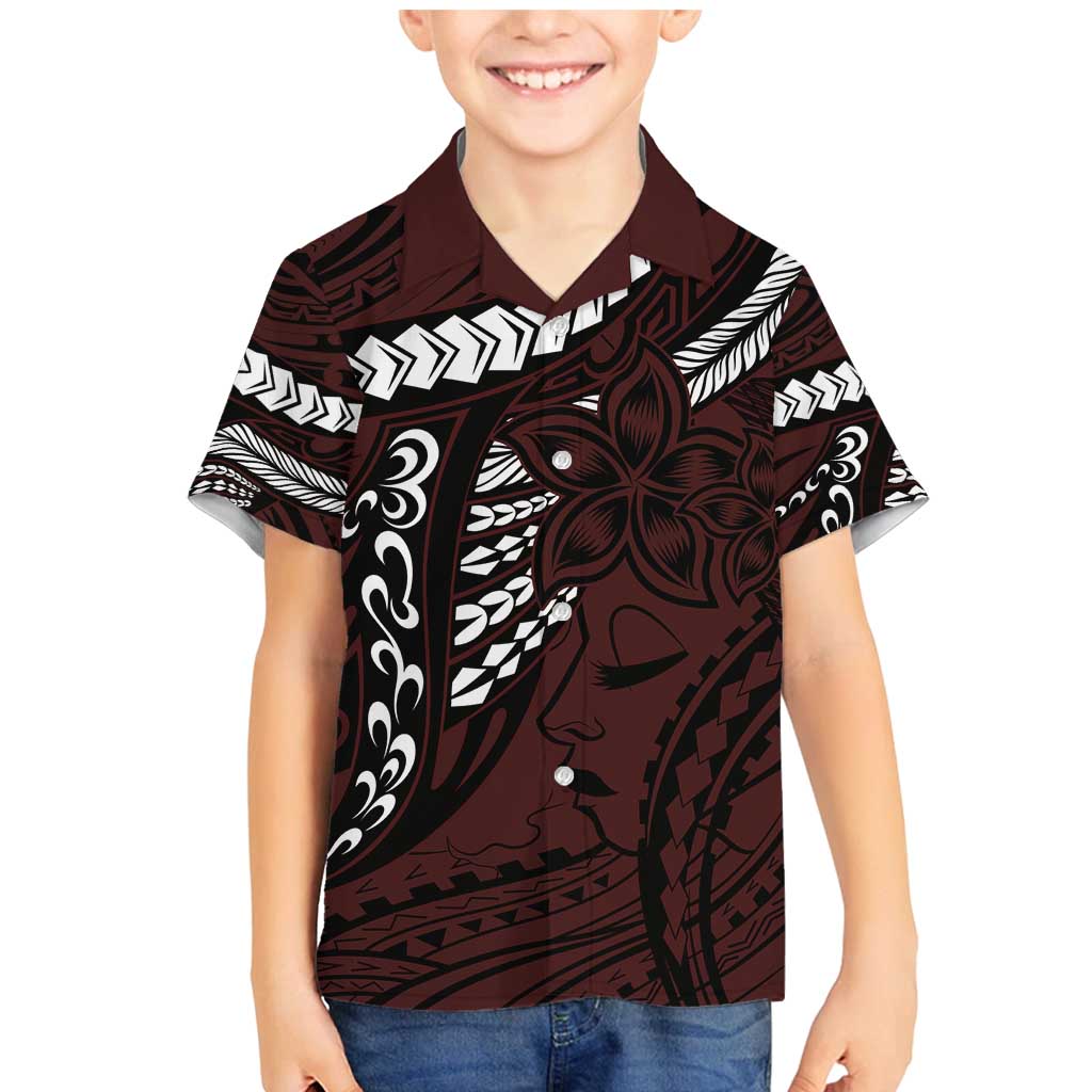 Polynesian Girl Tribal Tattoo Family Matching Mermaid Dress and Hawaiian Shirt Oxbood Vibe LT9 Son's Shirt Oxblood - Polynesian Pride