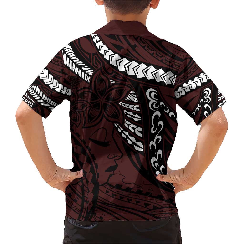 Polynesian Girl Tribal Tattoo Kid Hawaiian Shirt Oxbood Vibe