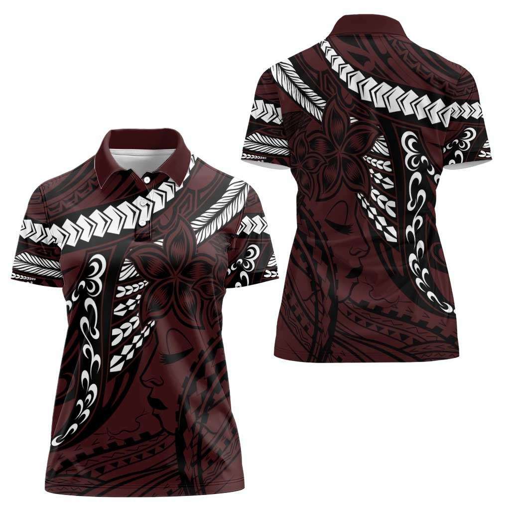 Polynesian Girl Tribal Tattoo Women Polo Shirt Oxbood Vibe