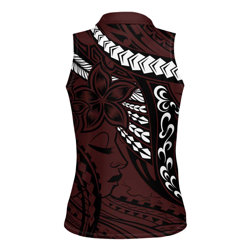 Polynesian Girl Tribal Tattoo Women Sleeveless Polo Shirt Oxbood Vibe LT9 - Polynesian Pride