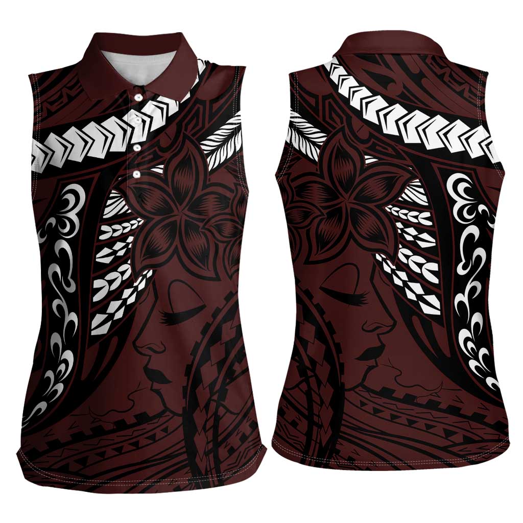 Polynesian Girl Tribal Tattoo Women Sleeveless Polo Shirt Oxbood Vibe LT9 - Polynesian Pride