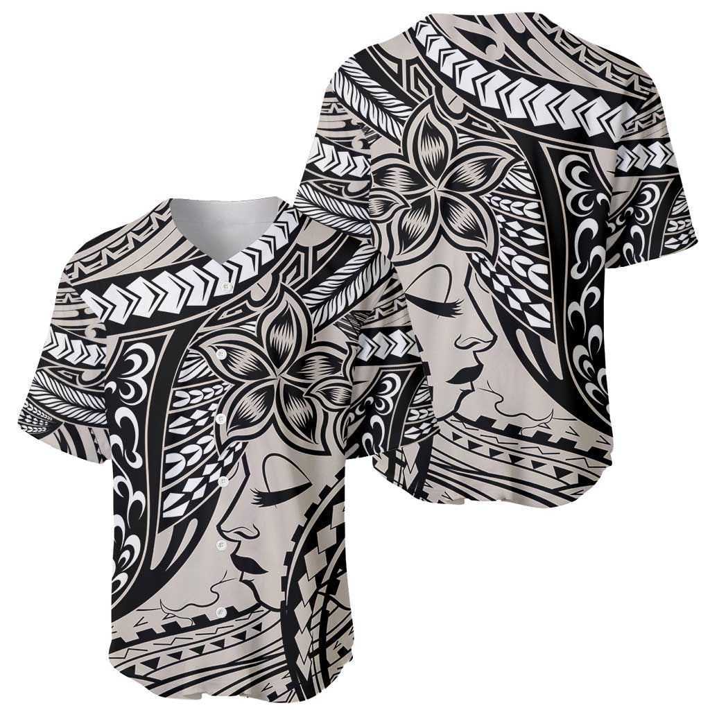 Polynesian Girl Tribal Tattoo Baseball Jersey Beige Vibe