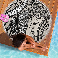 Polynesian Girl Tribal Tattoo Beach Blanket Beige Vibe