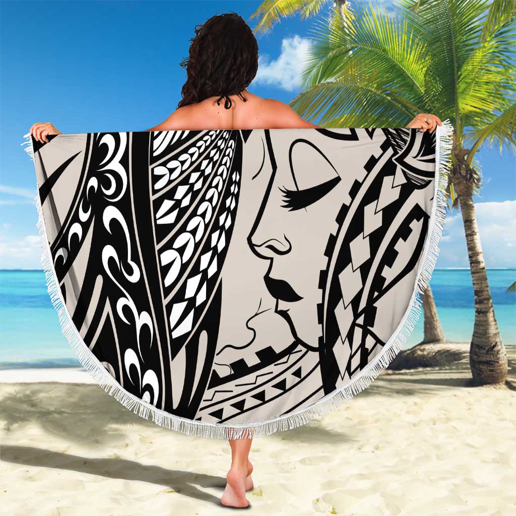 Polynesian Girl Tribal Tattoo Beach Blanket Beige Vibe