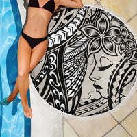 Polynesian Girl Tribal Tattoo Beach Blanket Beige Vibe