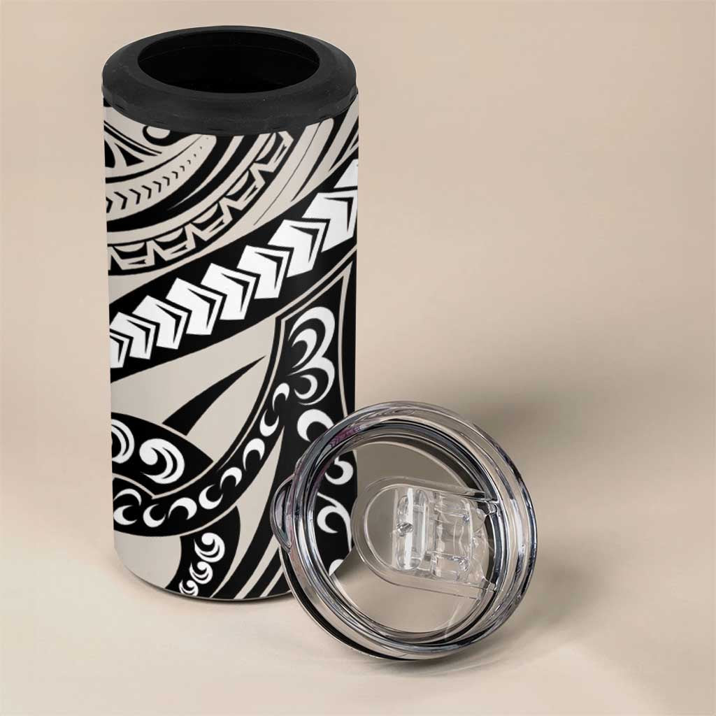 Polynesian Girl Tribal Tattoo 4 in 1 Can Cooler Tumbler Beige Vibe