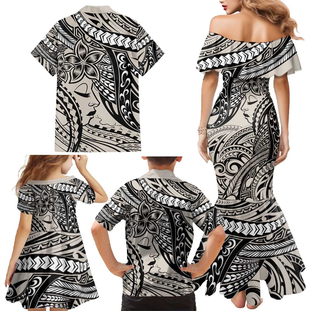 Polynesian Girl Tribal Tattoo Family Matching Mermaid Dress and Hawaiian Shirt Beige Vibe LT9 - Polynesian Pride
