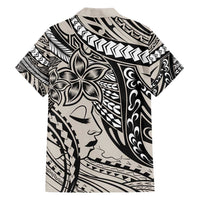 Polynesian Girl Tribal Tattoo Family Matching Short Sleeve Bodycon Dress and Hawaiian Shirt Beige Vibe LT9 - Polynesian Pride