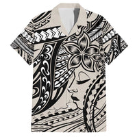 Polynesian Girl Tribal Tattoo Family Matching Summer Maxi Dress and Hawaiian Shirt Beige Vibe LT9 Dad's Shirt - Short Sleeve Beige - Polynesian Pride