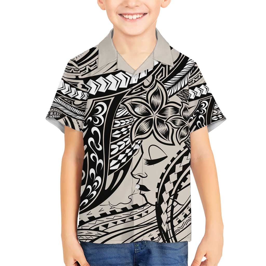 Polynesian Girl Tribal Tattoo Family Matching Summer Maxi Dress and Hawaiian Shirt Beige Vibe LT9 Son's Shirt Beige - Polynesian Pride