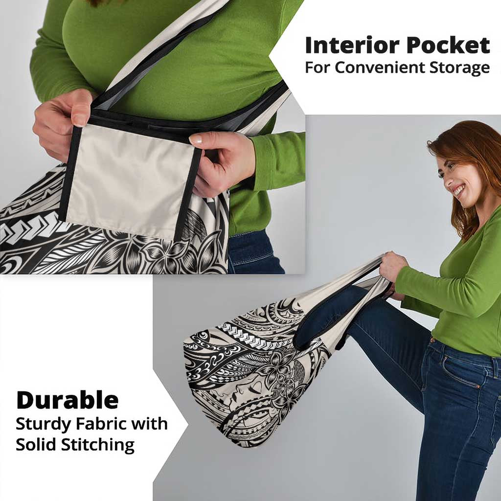 Polynesian Girl Tribal Tattoo Grocery Bag Beige Vibe