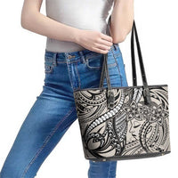 Polynesian Girl Tribal Tattoo Leather Tote Bag Beige Vibe LT9 - Polynesian Pride