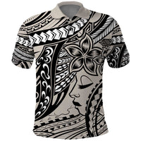 Polynesian Girl Tribal Tattoo Polo Shirt Beige Vibe