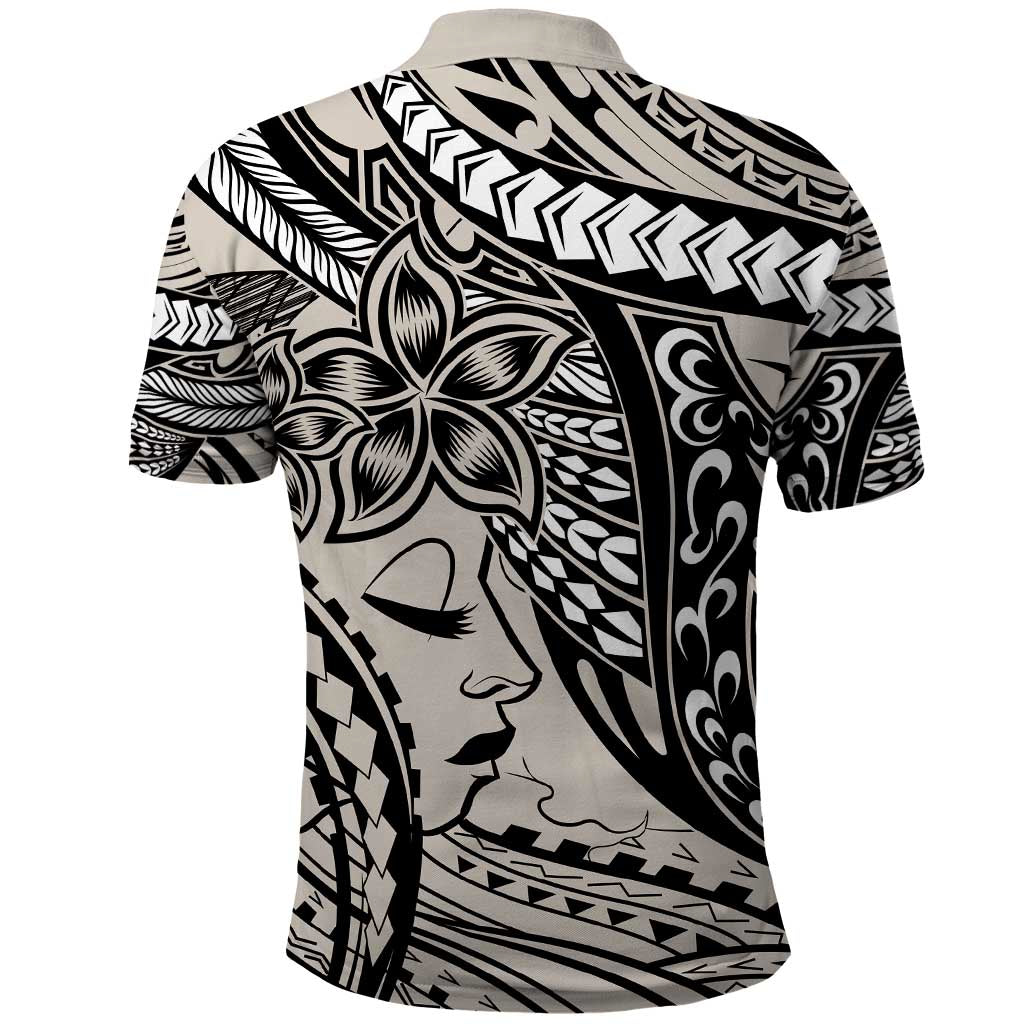 Polynesian Girl Tribal Tattoo Polo Shirt Beige Vibe