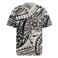 Polynesian Girl Tribal Tattoo Rugby Jersey Beige Vibe