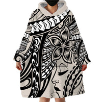 Polynesian Girl Tribal Tattoo Wearable Blanket Hoodie Beige Vibe