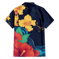 Polynesian Hibiscus Flower Waves Pattern Family Matching Short Sleeve Bodycon Dress and Hawaiian Shirt LT9 - Polynesian Pride