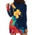 Polynesian Hibiscus Flower Waves Pattern Hoodie Dress