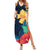 Polynesian Hibiscus Flower Waves Pattern Summer Maxi Dress